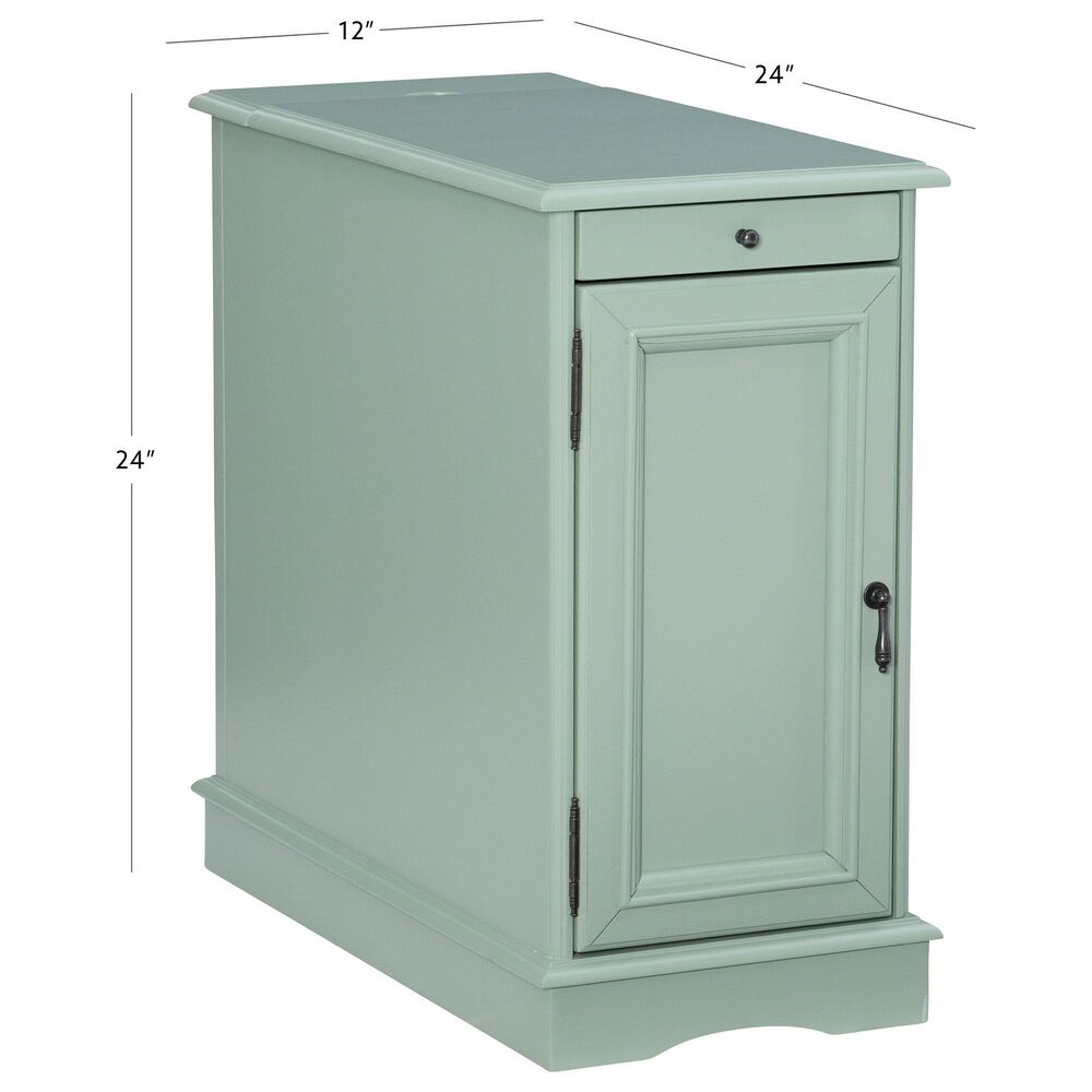 Linon Home Decor Barron Accent Table with USB Charging Station in Aqua, , large