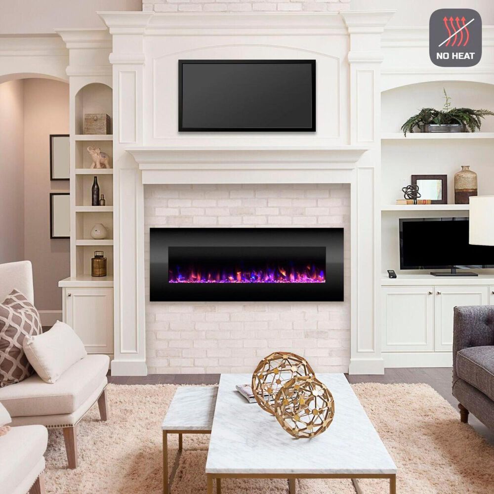 Timberlake Northwest 54&quot; NO HEAT Wall Mount Electric Fireplace in Black, , large