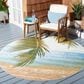 Safavieh Barbados Tropical Beach BAR560 5"3" Round Gold and Blue Indoor/Outdoor Area Rug, , large