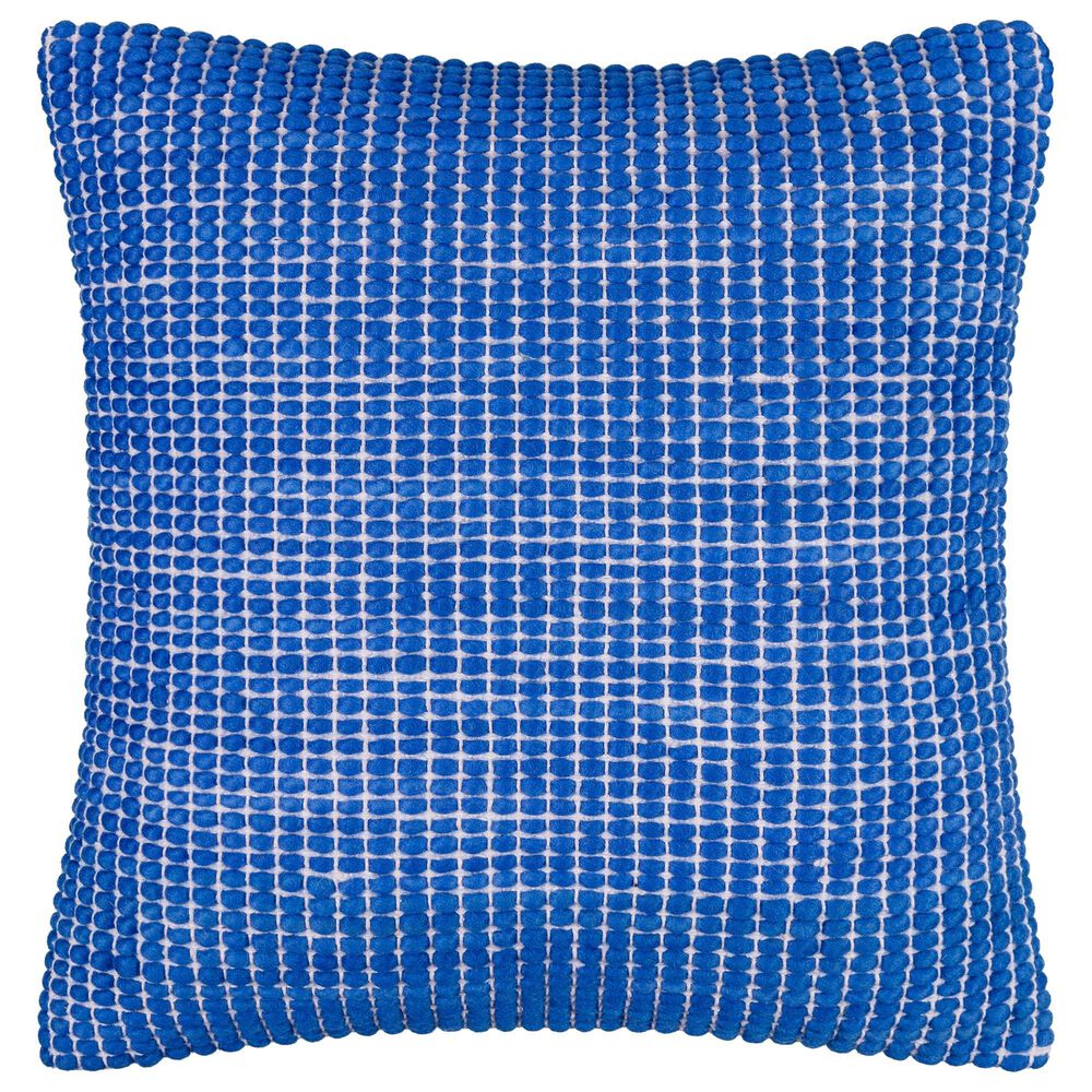 Surya Chunky Grid 20" Square Throw Pillow in Blue and White, , large