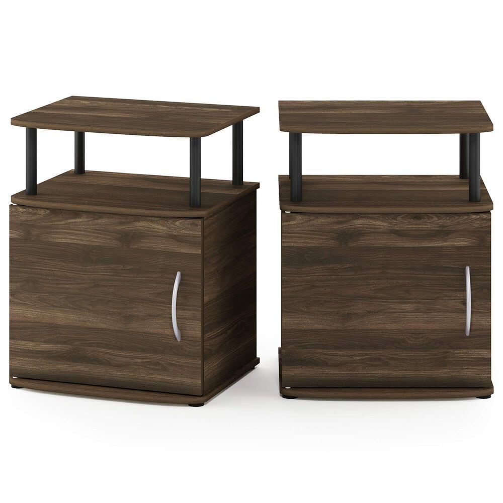 HOMLUX 3-Tier Utility Design End Table with Door in Columbia Walnut and Black (Set of 2), , large