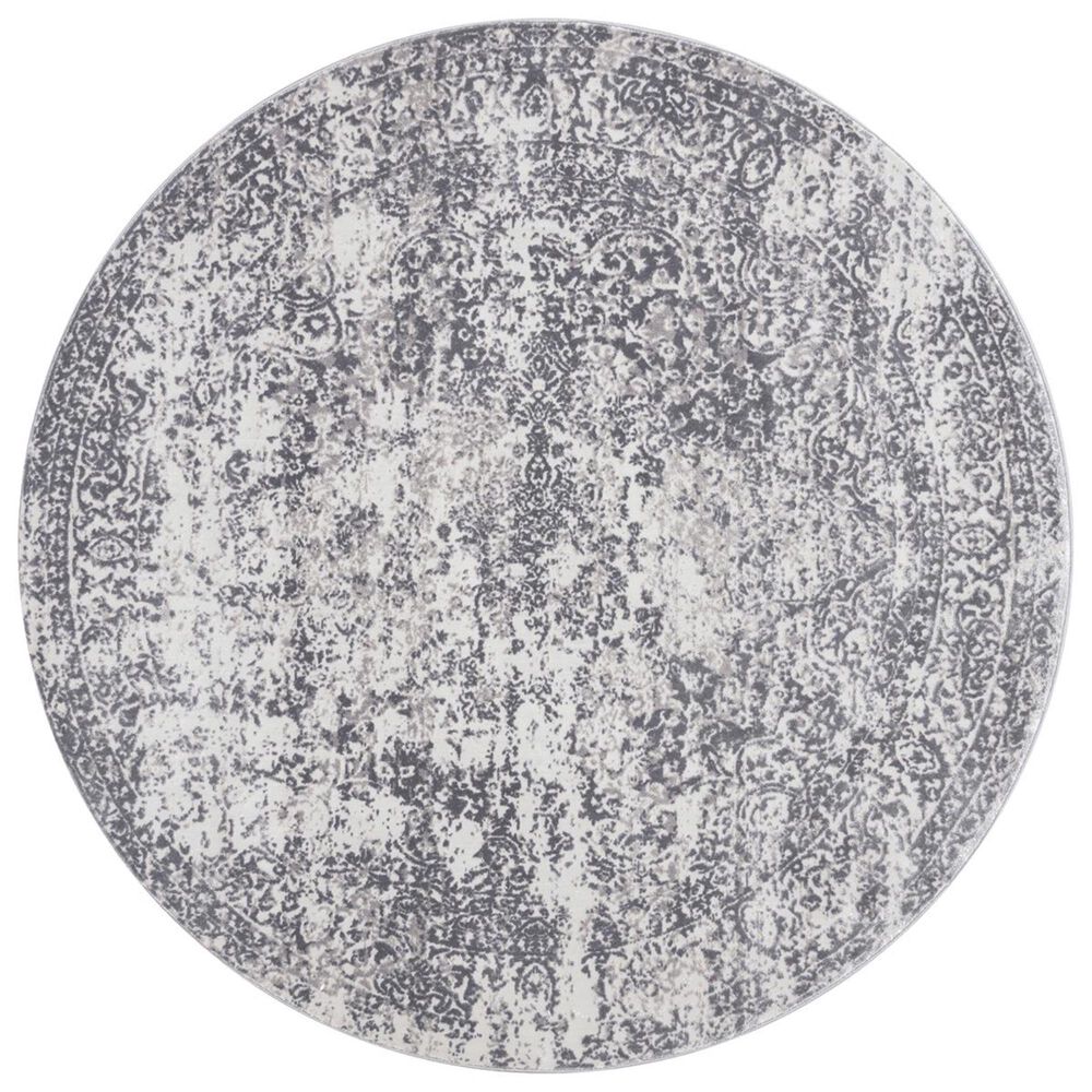 Loloi Patina PJ-03 5"3" Round Silver and Light Grey Area Rug, , large