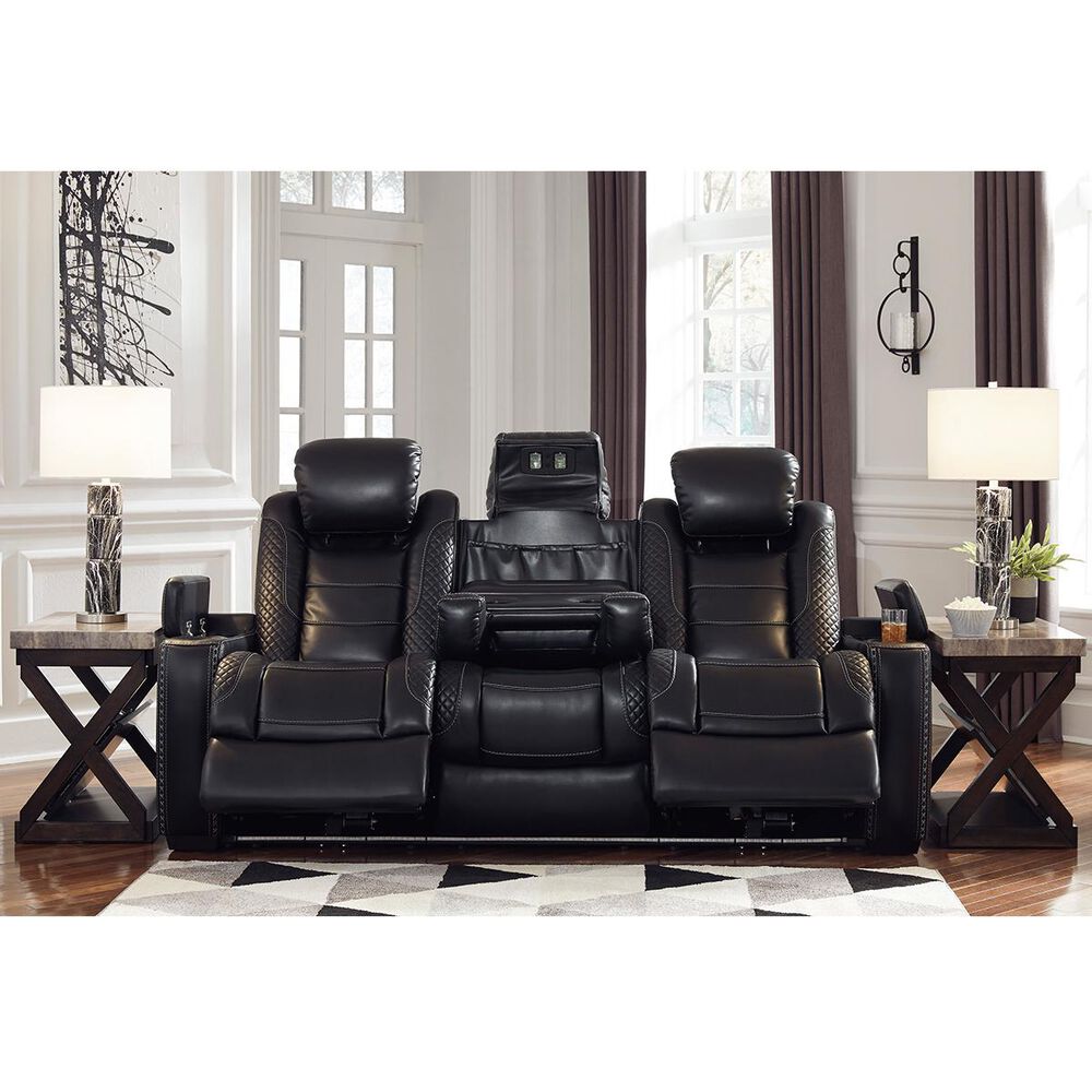 Signature Design by Ashley Party Time Power Reclining Sofa with Power Headrest in Midnight, , large