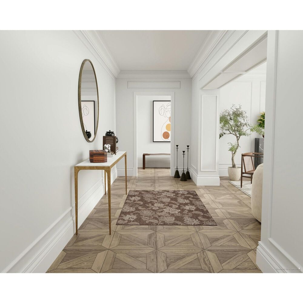 Nourison Garden Oasis Floral Mocha 4&#39; x 6&#39; Indoor/Outdoor Area Rug, , large