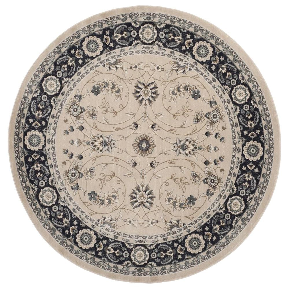 Safavieh Lyndhurst 7" Round Light Beige and Anthracite Area Rug, , large