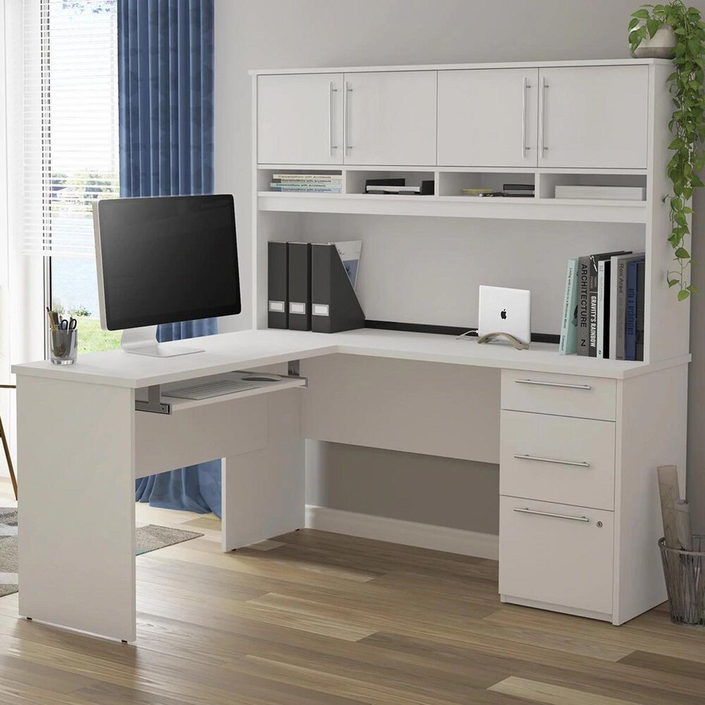 Bestar Innova Plus L-shaped desk in White, , large