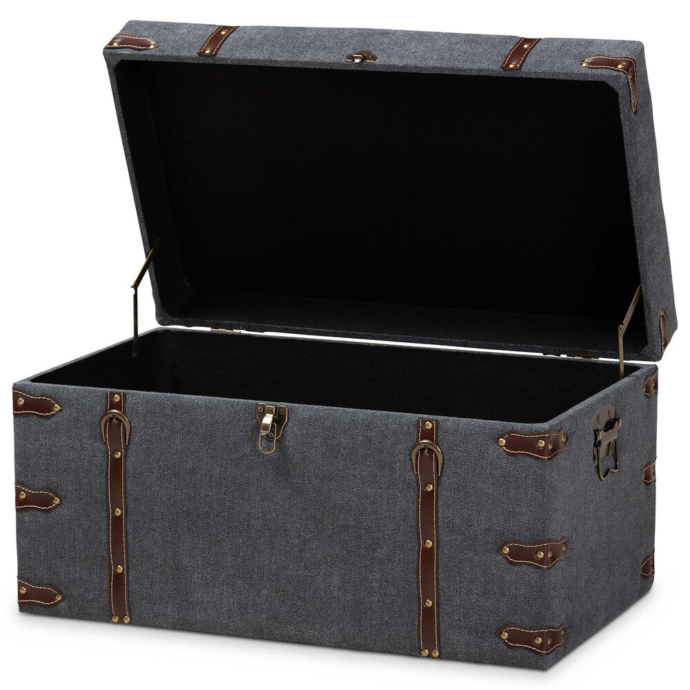 Baxton Studio Palma Storage Trunk Ottoman in Grey, , large