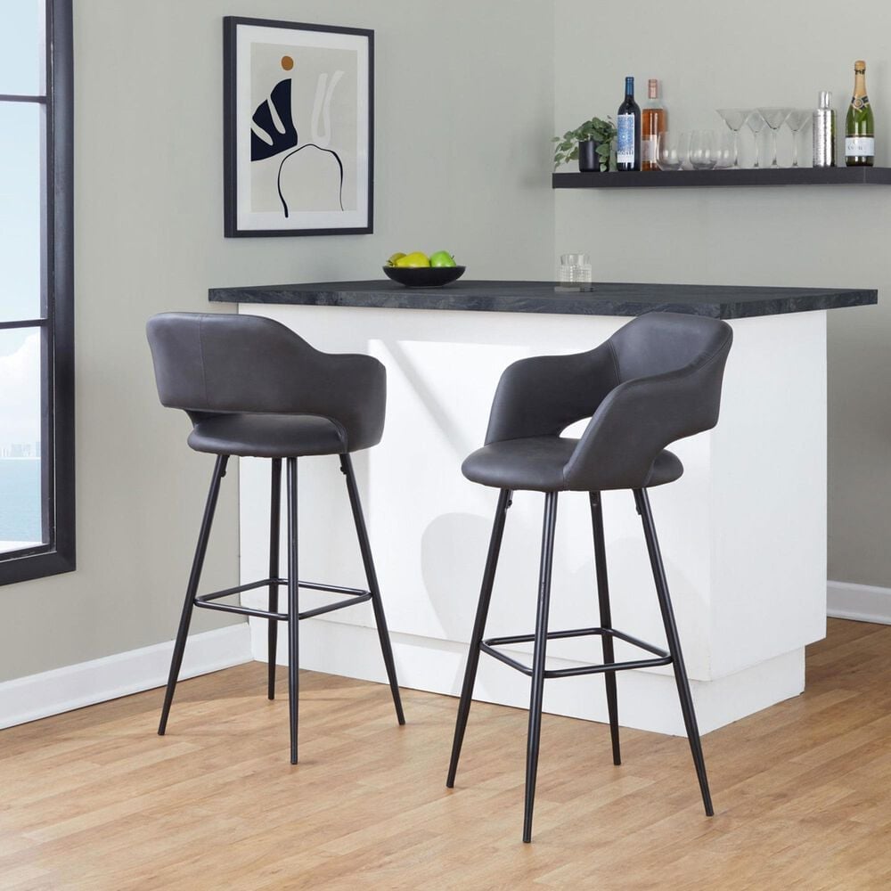 Lumisource Margarite Barstool with Grey Cushion in Black &#40;Set of 2&#41;, , large