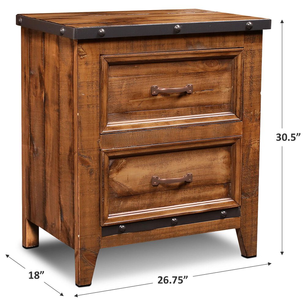 Sunset Bay Urban Rustic 2 Drawer Nightstand in Rustic Brown, , large