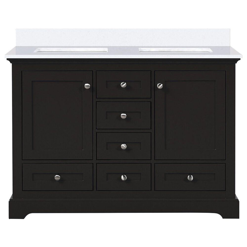 Lexora Home Dukes 48&quot; Double Bathroom Vanity in Espresso with 2 cm White Cultured Marble Top and Rectangular Sinks, , large