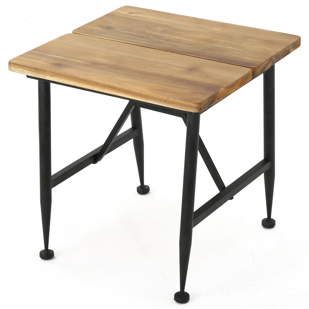 Noble House Eleanora Patio End Table in Antique Brown and Black - Table Only, , large