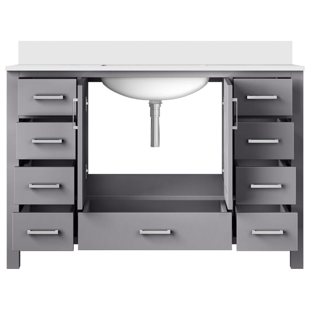 Lexora Home Jacques 48&quot; Single Bathroom Vanity in Dark Grey with 2 cm White Cultured Marble Top and Rectangular Sink, , large