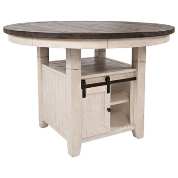 Waltham Madison County Adjustable Height Round Dining Table in Vintage White - Table Only, , large