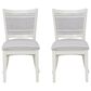 Linon Home Decor Lainey Side Chair with Light Grey Stripe Cushion in White (Set of 2), , large