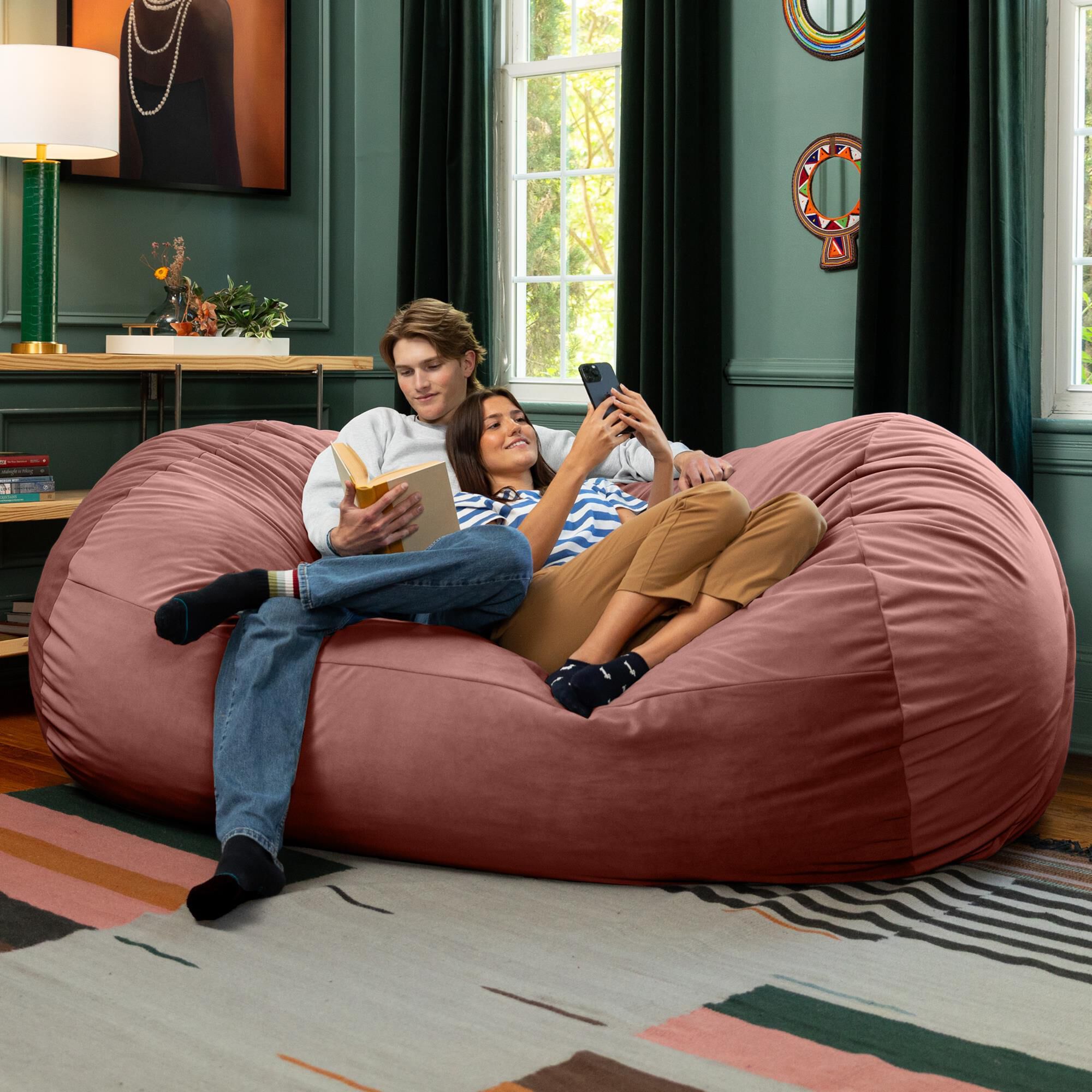 Jaxx Grand Lounger 7' Bean Bag Sofa in Mauve