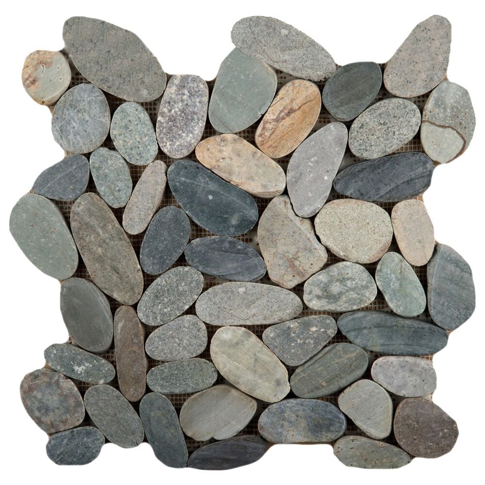 Emser Venetian Pebbles Multicolor M18VENEMC1212MFP11 12" x 12" Natural Stone Mosaic Sheet, , large
