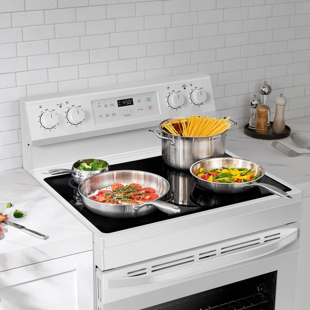 Midea 6.3 Cu. Ft. 4-Element Freestanding Electric Range with Steam Cleaning in White, , large