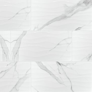 MS International Dymo Statuary Wavy White 12" x 24" Ceramic Tile, , large