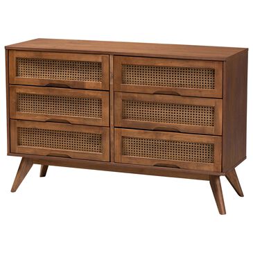 Baxton Studio Barrett 6-Drawer Dresser in Walnut Brown, , large