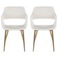 LumiSource Margarite Arm Chair with White Faux Leather Cushion in Gold (Set of 2), , large