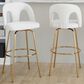 LumiSource Ava Swivel Bar Stool with Snow White Fabric Upholstery in Gold (Set of 2), , large