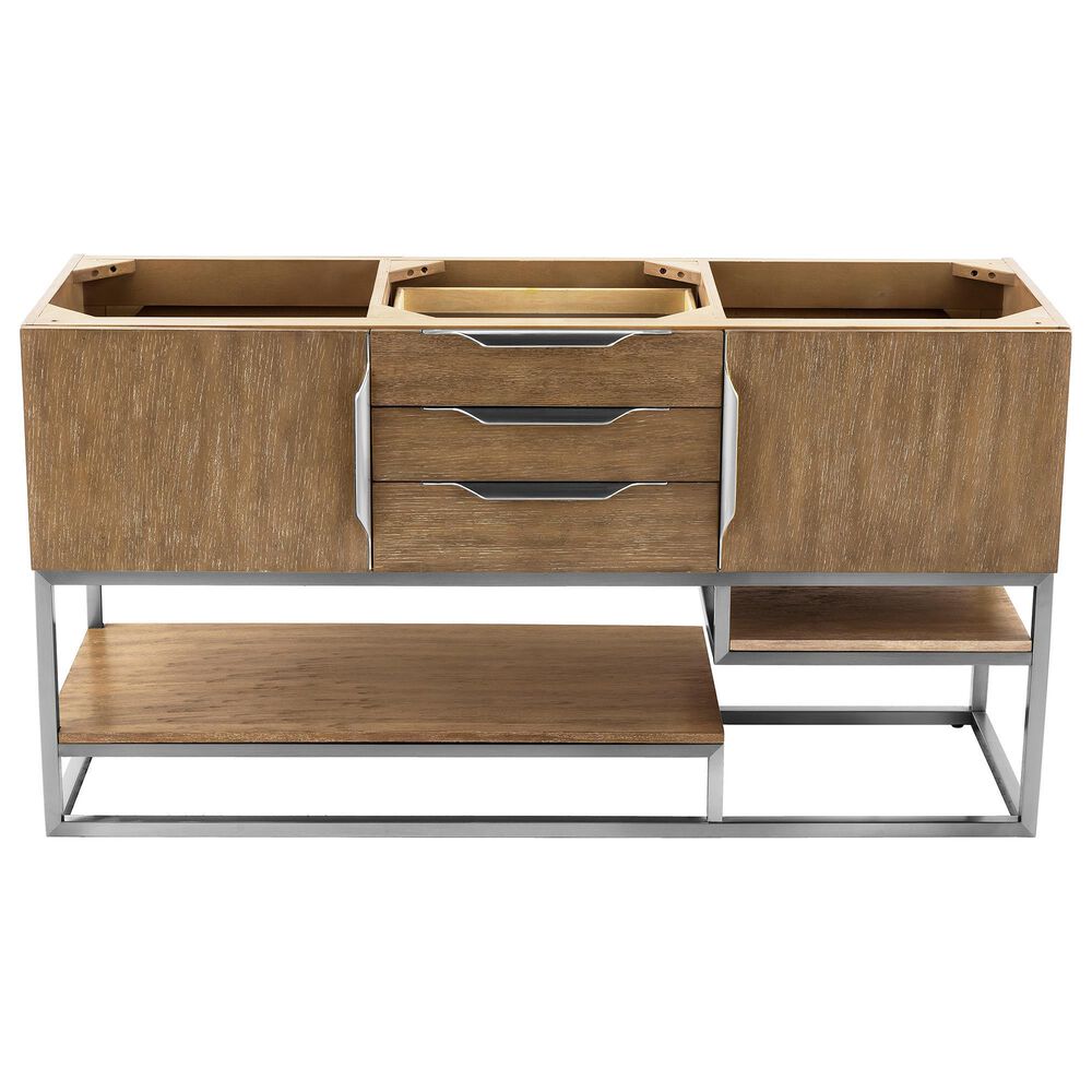 James Martin Columbia 59" Double Bathroom Vanity Cabinet in Latte Oak and Brushed Nickel, , large