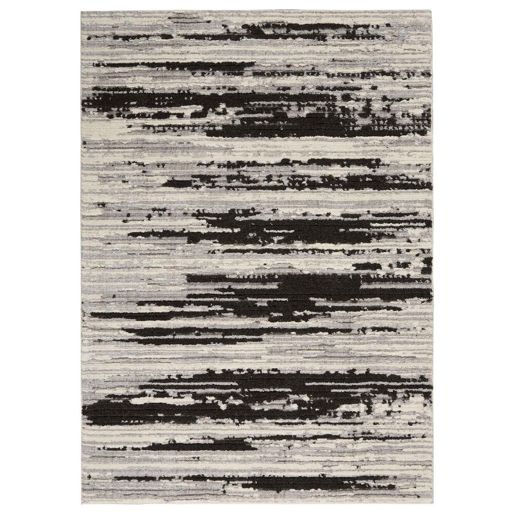 Nourison Zermatt ZER02 5" x 7" Ivory and Charcoal Area Rug, , large