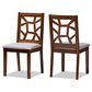 Baxton Studio Abilene Side Chair with Grey Cushion in Walnut Brown (Set of 2), , large