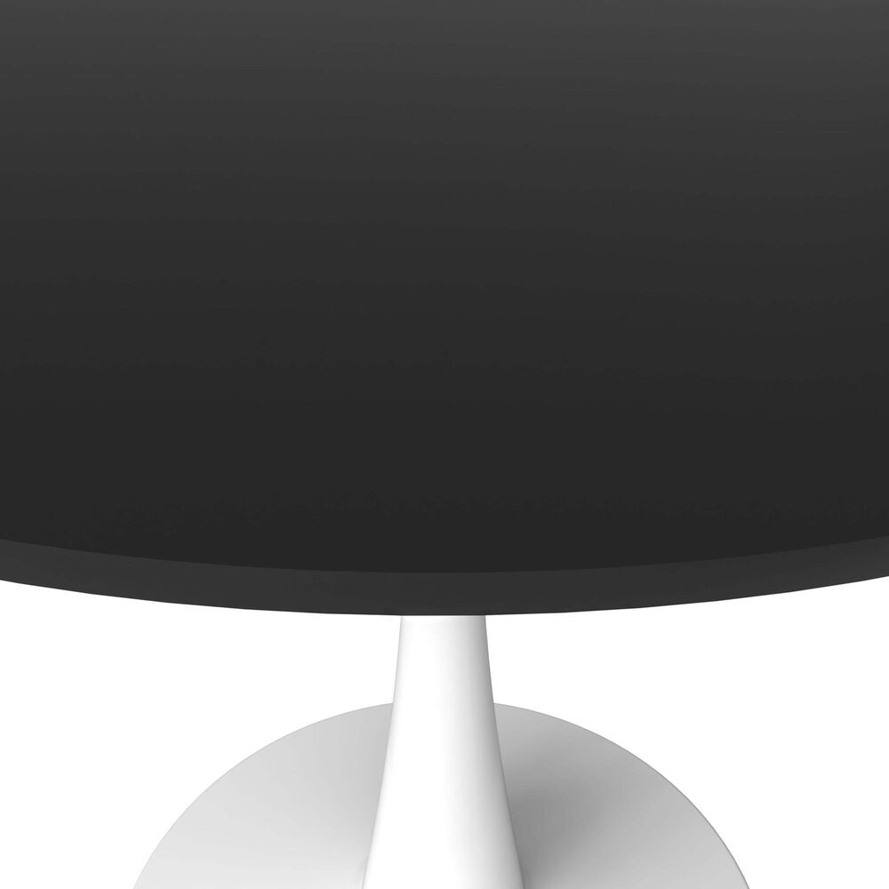 Leisuremod LeisureMod Bristol Mid-Century Modern Round Dining Table with Wood Top and Iron Pedestal Base with Gloss Finish for Kitchen and Dining Room, , large