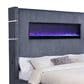Coaster Tisdall Eastern King Upholstered Fireplace Bed in Grey, , large
