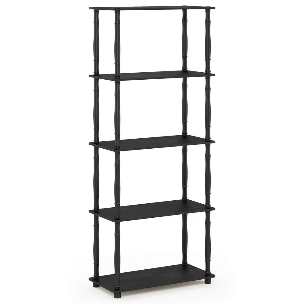 HOMLUX Turn-N-Tube 5-Tier Open Storage Bookshelf in Americano and Black, , large