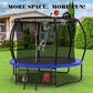 HOMLUX 10" Outdoor Trampoline with Enclosure Net and Ladder in Blue, , large