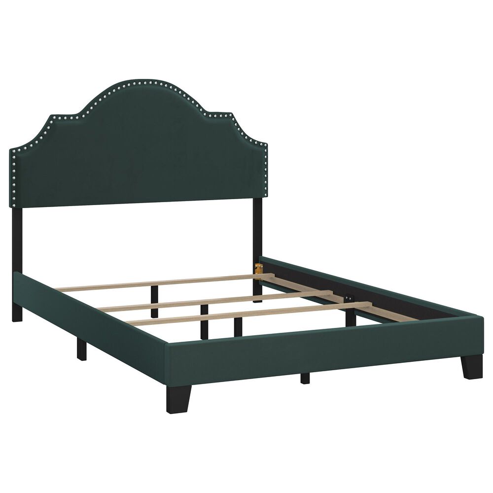 Richlands Furniture Cynthia Full Panel Bed with Green Upholstery in Black, , large