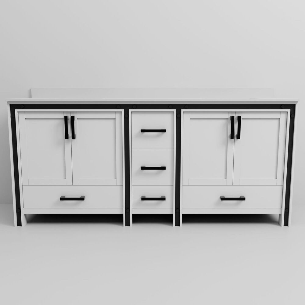 Lexora Home Ziva 80&quot; Double Bathroom Vanity in White with 2 cm White Quartz Top and Rectangular Sinks, , large