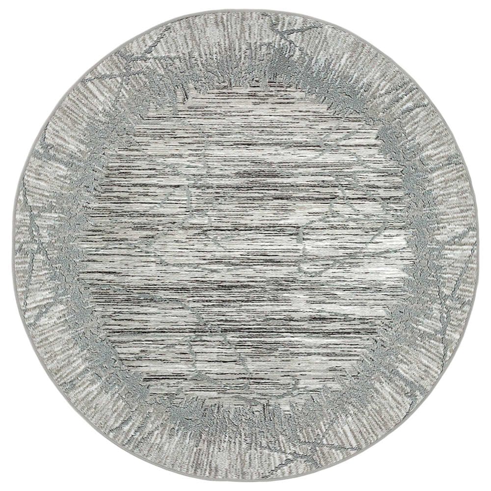Radici USA Davide Abstract 7"10" Round Grey Area Rug, , large