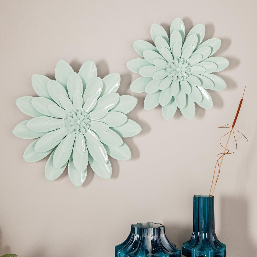 Maple and Jade 24&quot; x 24&quot; Flower Wall Decor in Green &#40;Set of 3&#41;, , large
