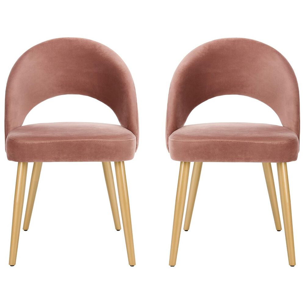 Safavieh Giani Dining Chair in Dusty Rose and Gold (Set of 2), , large