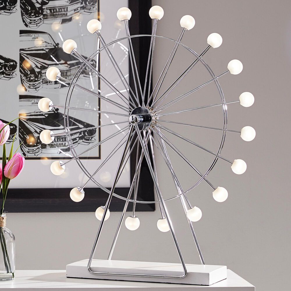 Adesso Coney Large LED Ferris Wheel Lamp in Chrome, , large