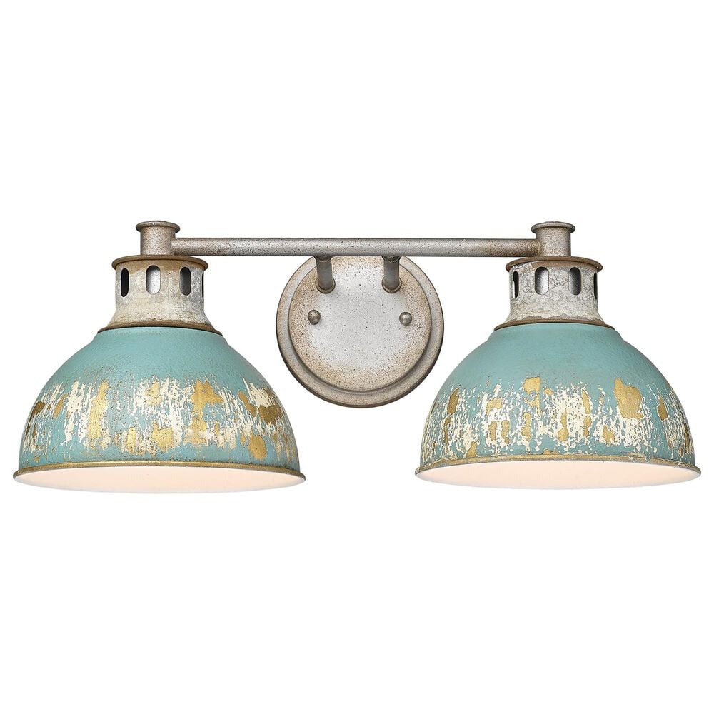 Golden Lighting Kinsley 2-Light Bath Vanity with Antique Black Shade in Aged Galvanized Steel, , large