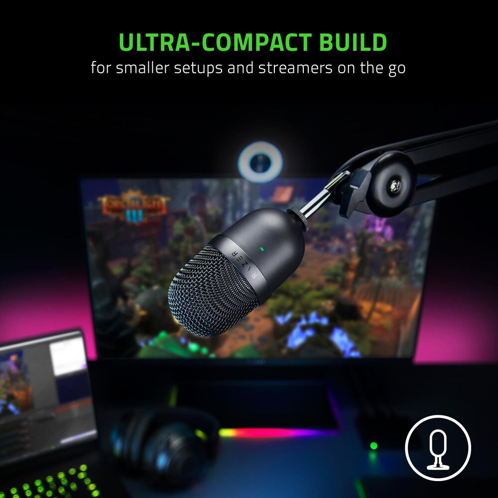 Razer Seiren Mini Wired Ultra-Compact Streaming Microphone in Black, , large