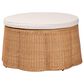 bali & pari Palm 32" Round Ottoman with Light Honey Rattan in White, , large