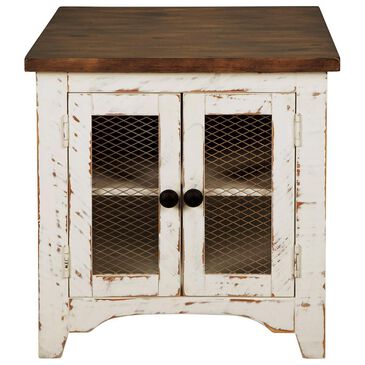 Ashley Wystfield End Table in Vintage White and Warm Brown, , large