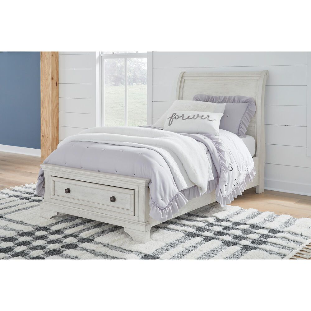 Ashley Robbinsdale Twin Storage Sleigh Bed in Antique White, , large