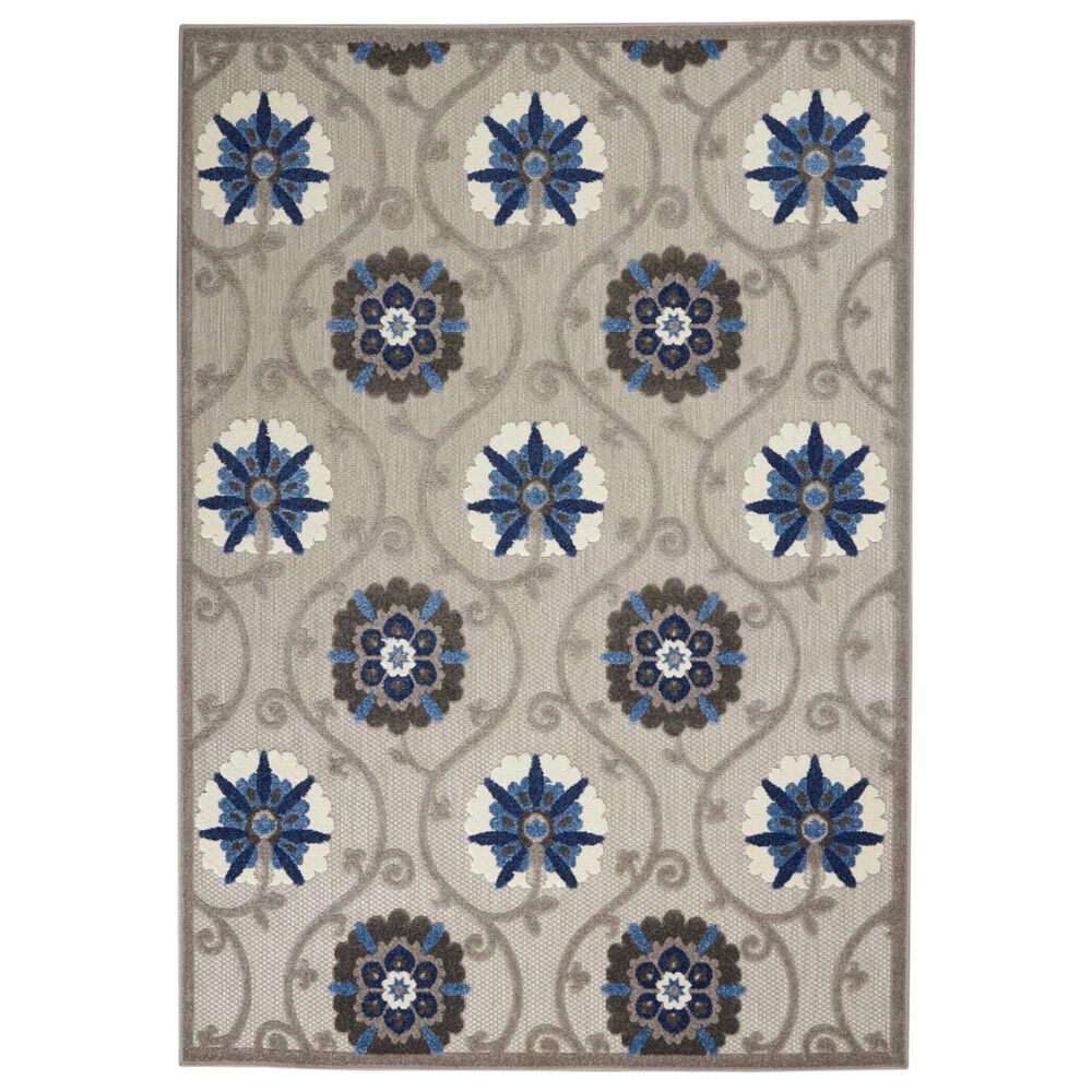 Nourison Aloha 3"6" x 5"6" Grey and Blue Indoor/Outdoor Area Rug, , large