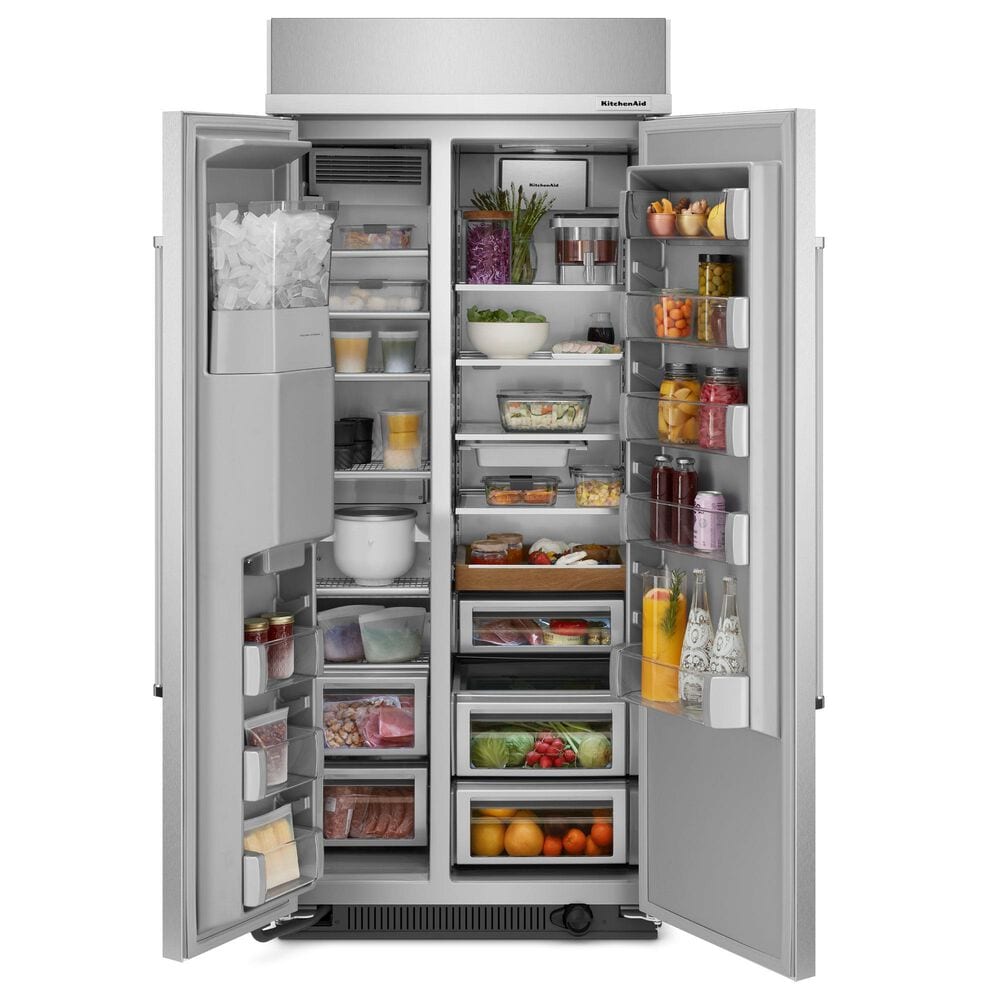 KitchenAid 20.8 Cu. Ft. Built-In Side by Side Refrigerator in Stainless Steel, , large