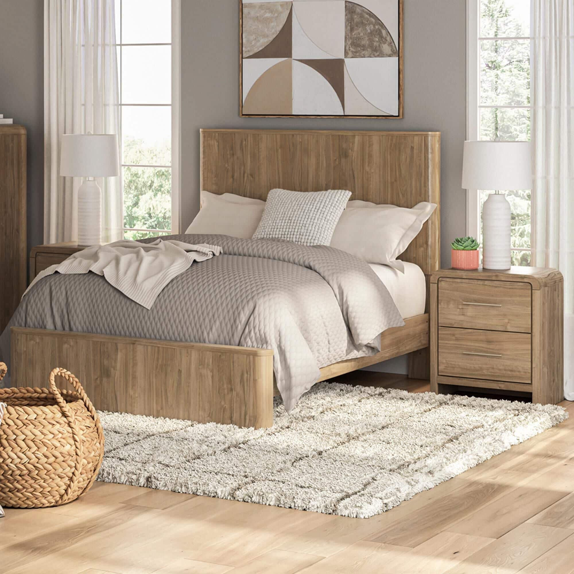 Ashley Gramburg 2 Piece Full Platform Panel Bedroom Set in Warm Brown