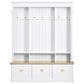 HOMLUX 9-Hook Hall Tree with 3-Cabinet in White and Natural, , large