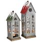 The Gerson Company 2-Piece Holiday Houses Lantern Set with Tealight Holder in Gray, , large