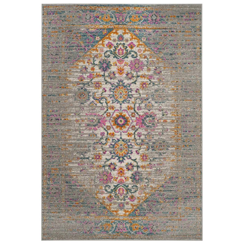 Safavieh Madison MAD122G-5 5&#39;1&quot; x 7&#39;6&quot; Light Grey/Fuchsia Area Rug, , large
