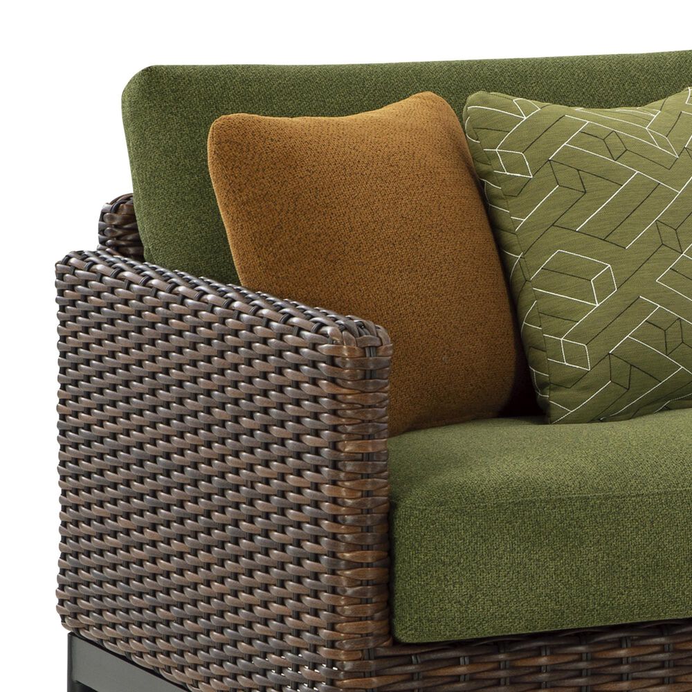 Ashley Horizon Hall Outdoor Sofa with Green Cushion in Brown, , large
